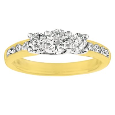 1.00 ct. t.w. Round-Cut Diamond Three Stone Plus Ring 14K Yellow Gold (I, I1) 