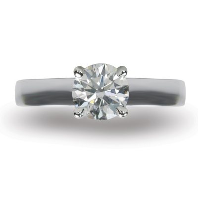1.10 ct. Round Brilliant-Cut Diamond Solitaire Ring in 18k White Gold (I, VS2)