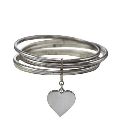 Love, Earth® 5-Stack Bangle Bracelets with Heart Charm