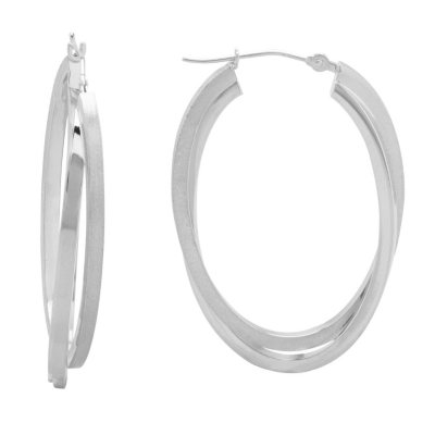 Double Square Tube Earrings in 14K White Gold