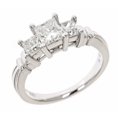 1.45 CT.T.W. Princess Diamond Bridal Ring in 14K White Gold (H-I, I1)