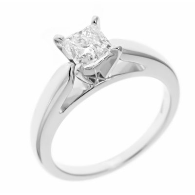 0.96 ct. Princess-Cut Diamond Solitaire in 14k White Gold (I, I1)