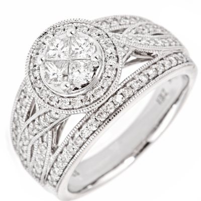 0.90 CT.T.W. Seri Framed Diamond Ring in 14K White Gold (H-I, I1)