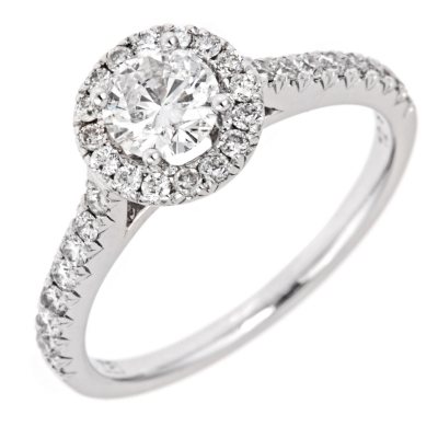 0.96 CT.T.W. Round Framed Diamond Ring in 14K White Gold (H-I, I1)