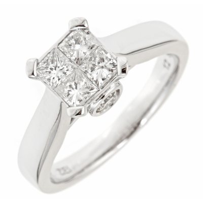 0.96 CT.T.W. Princess Diamond Bridal Ring in 14K White Gold (H-I, I1)
