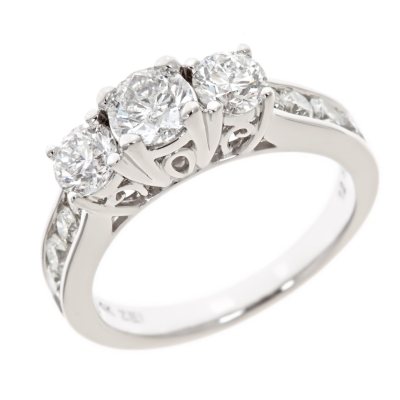 1.95 CT.T.W. 3-Stone Round Diamond Ring in 14K White Gold (H-I, I1)