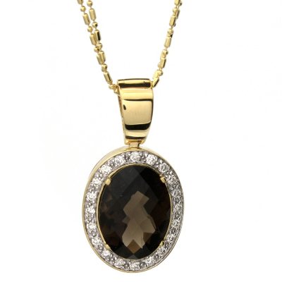 6.80 t.w. Smoky Quartz and 0.38 t.w. Diamond Medallion Pendant