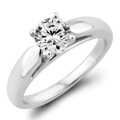 0.72 ct. Round Diamond Solitaire Ring in 14k White Gold (I, I1)