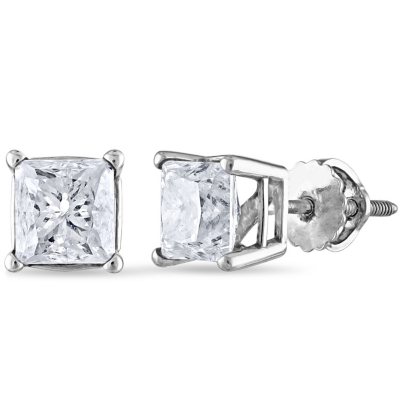 1.95 ct. t.w. Princess Diamond Stud Earrings in 14k White Gold (I, I1)