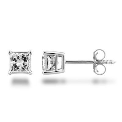 0.72 ct. t.w. Princess Diamond Stud Earrings in 14k White Gold (H-I, SI2)