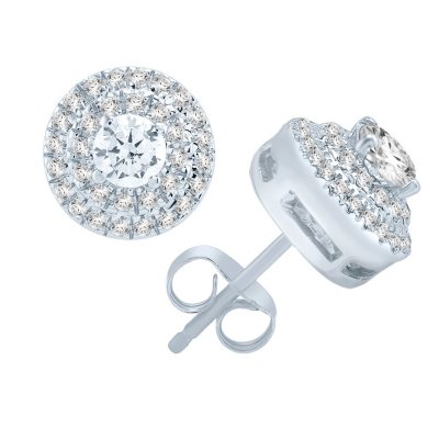 1.00 CT T.W. Diamond 14K White Gold Stud Earrings (I, I1, IGI Appraisal Value: $2,070)