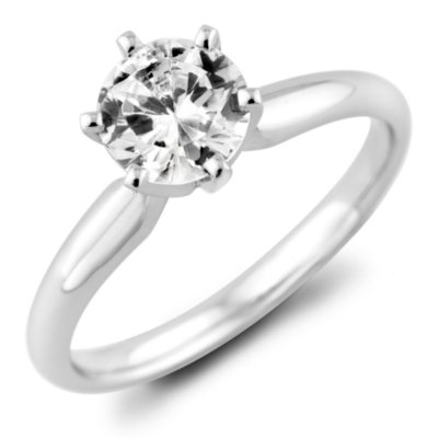 0.96 ct. Round Diamond Solitaire Ring in 18k White Gold with Platinum Head (H, VS2)
