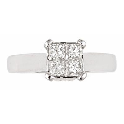 1.00 ct. t.w. Princess Diamond Bridal Ring in 14k White Gold (H-I, I1)