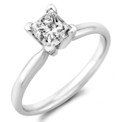 0.96 ct. Princess Diamond Solitaire Ring in 18k White Gold with Platinum Head (H, VS2)