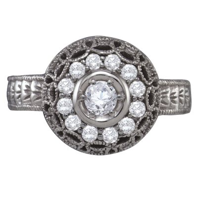 0.574 ct. t.w. Antique Diamond Filigree Ring in Sterling Silver  (I, I1)