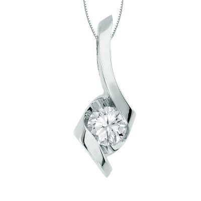Sirena® Signature 0.20 CT. Round Cut Diamond Pendant in 14K White Gold (H-I, I1)