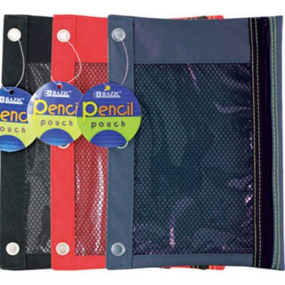 Bazic 3-Ring Polyester Pencil Pouch with Mesh Window - 144 ct.