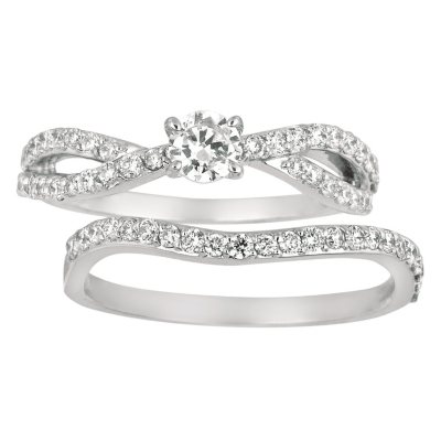 0.85 ct. t.w. Round Cut Diamond Bridal Set in 14k White Gold (I, I1)