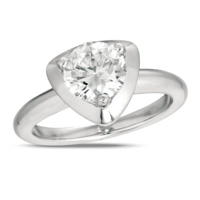 0.50 ct. Diamond Solitaire Triangular-Top Platinum Ring (I, VS2)