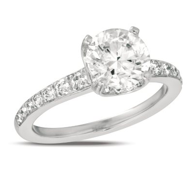 1.40 ct. t.w. Diamond Pave Solitaire 18K White Gold Ring (I, SI2)
