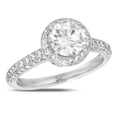 1.00 ct. t.w. Diamond Pave Solitaire 18K White Gold Ring (I, SI2)