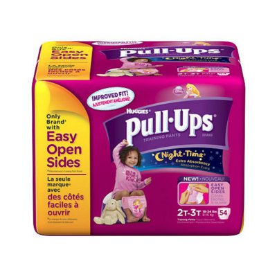 Huggies Night Time Pull-Ups Training Pants for Girls, Size 2T-3T (18-34 lbs.), 54 ct. (108), 2 boxes