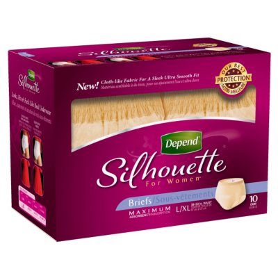 Depend Silhouette for Women Briefs, Maximum Absorbency, Large/Extra Large (40 ct.)