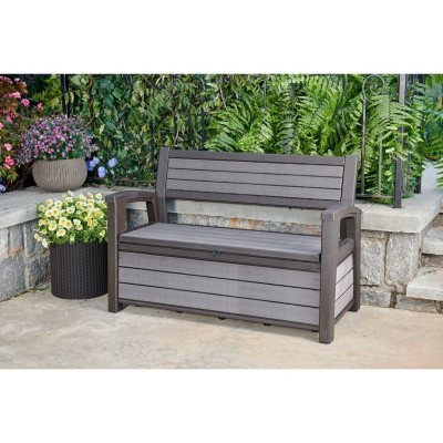 UPC 731161048227 product image for Keter Hudson Storage Bench Deck Box Outdoor Plastic Resin, Grey | upcitemdb.com