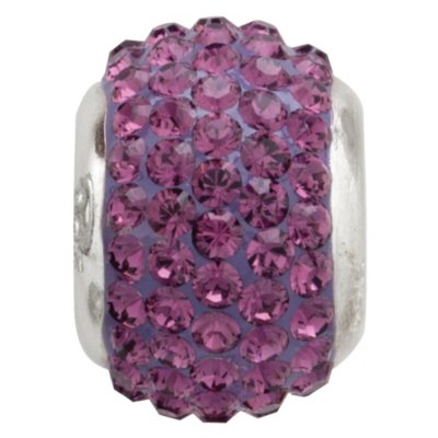 Amethyst Genuine Swarovski Crystal Charm Bead in Sterling Silver