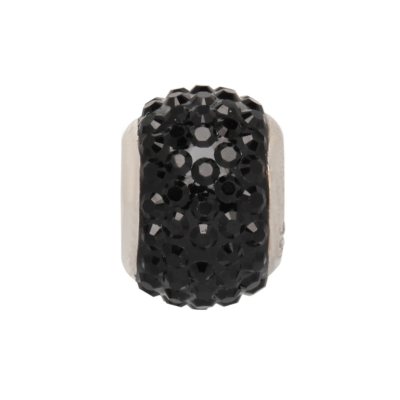 Black Diamond Genuine Swarovski Crystal Charm Bead in Sterling Silver