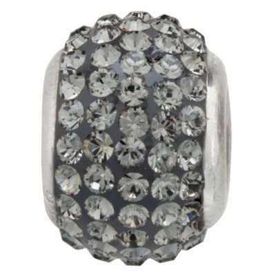 Jet-Grey Genuine Swarovski Crystal Charm Bead in Sterling Silver