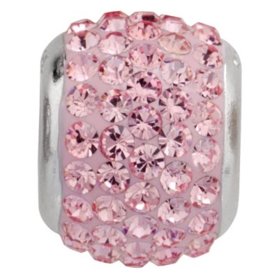 Rose-Pink Genuine Swarovski Crystal Charm Bead in Sterling Silver