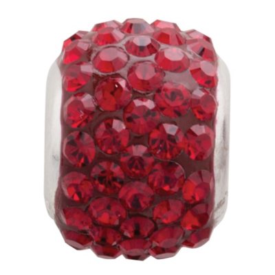 Ruby-Colored Genuine Swarovski Crystal Charm Bead in Sterling Silver