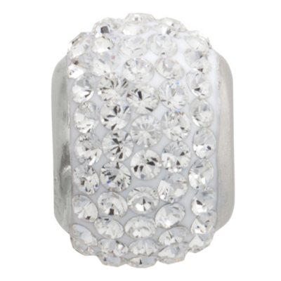 White Genuine Swarovski Crystal Charm Bead in Sterling Silver