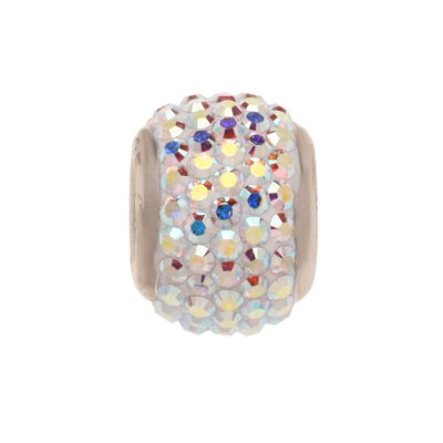 Aurora Borealis Genuine Swarovski Crystal Charm Bead in Sterling Silver