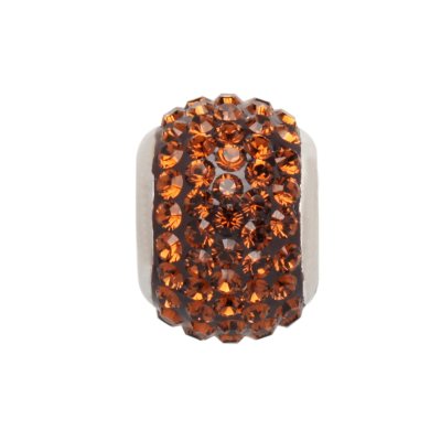 Smoked Topaz Genuine Swarovski Crystal Charm Bead in Sterling Silver