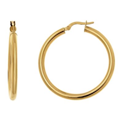 3x30mm Round Hoop Earring in 14K Yellow Gold