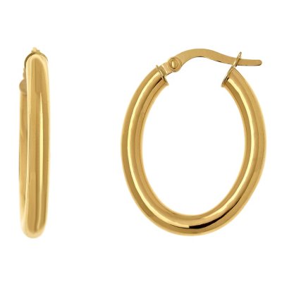 3mm Oval Hoop Earring in 14K Yellow Gold