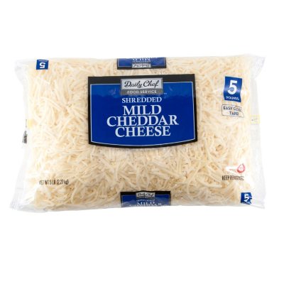 Bakers & Chefs Mild White Shredded Cheddar - 5 lbs.