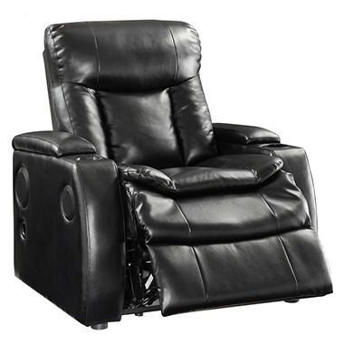 Preston Power Reclining Home Theater Chair with Cup Holder, Bluetooth Wireless Sound System