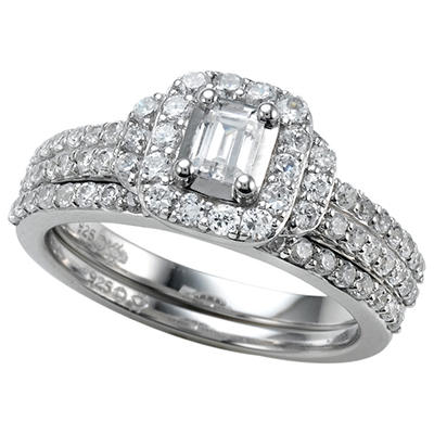 ... ct. t.w. Emerald Cut Diamond Bridal Ring Set in 14k White Gold (I, I1