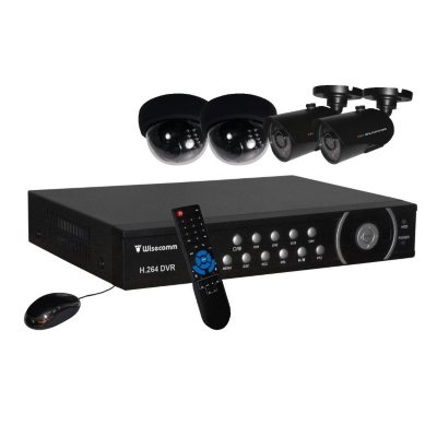 Clover 4 Channel Security System with 4 Indoor/Outdoor NV Cameras, 2 Indoor NV Dome Cameras and 500GB DVR
