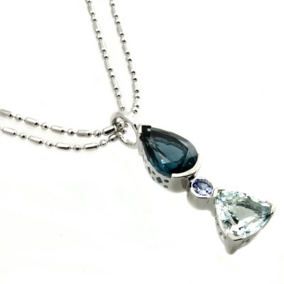 Aquamarine, Topaz & Tanzanite Pendant in Sterling Silver