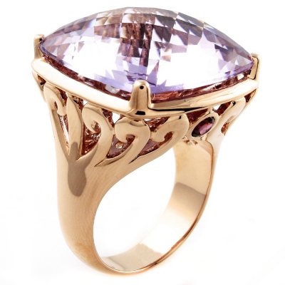 Pink Amethyst & Rhodolite Ring in 14K Pink Gold