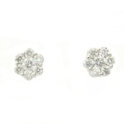1.0 ct. t.w. Diamond Flower Stud Earrings in 14K White Gold (H-I, I1)