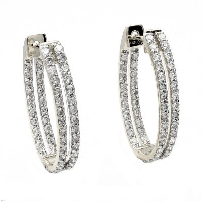 1.25 ct. t.w. Diamond Inside-Out Oval Hoop Earrings in 14K White Gold (H-I, I1)