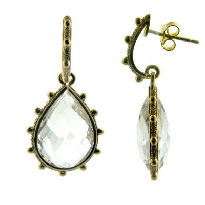 Crystal Quartz Teardrop Earrings in 14K Yellow Gold
