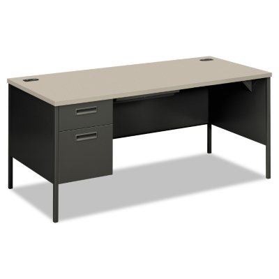 HON - Metro Classic Left Pedestal Workstation Desk - Gray Patterned/Charcoal