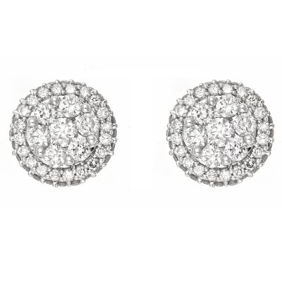 1.0 ct. t.w. Diamond Cluster Earrings in 14K White Gold (H-I, I1)