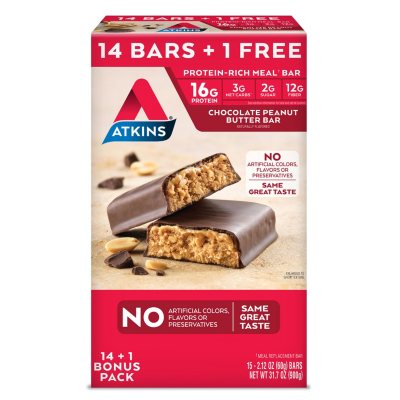 UPC 637480000253 product image for Atkins Meal Bars Chocolate Peanut Butter Pack (14 + 1 Bonus Bar) | upcitemdb.com